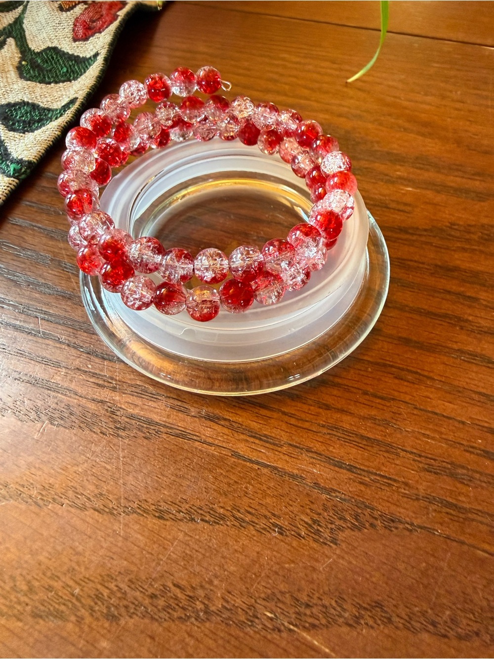 Red Crystal Bead Magic Wire Bracelet - Women Jewelry